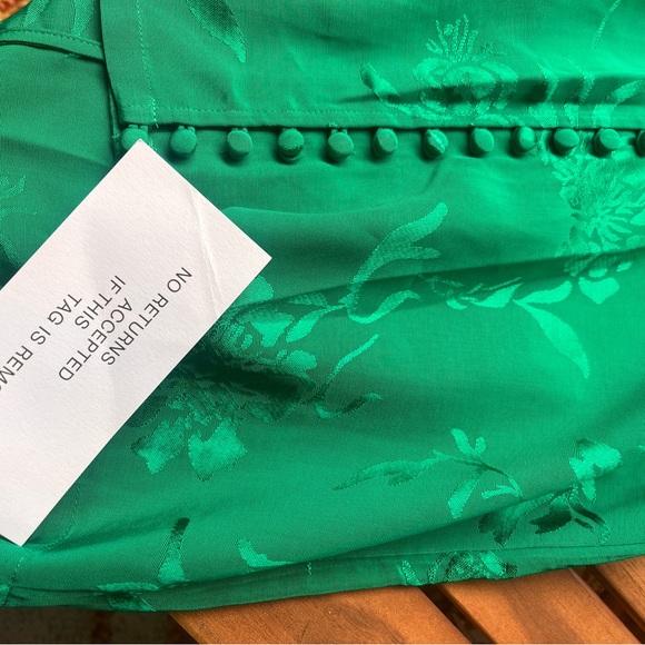 Rat & Boa Isabella Green V Neck Puff Sleeve Mini Dress - Picture 4 of 4